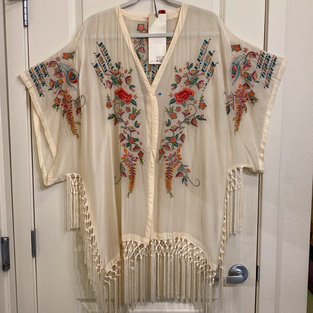 Johnny Was Kimono w/ fringe.Rare Vintage XS New w/Tags. Perfect condition. - Picture 3 of 15